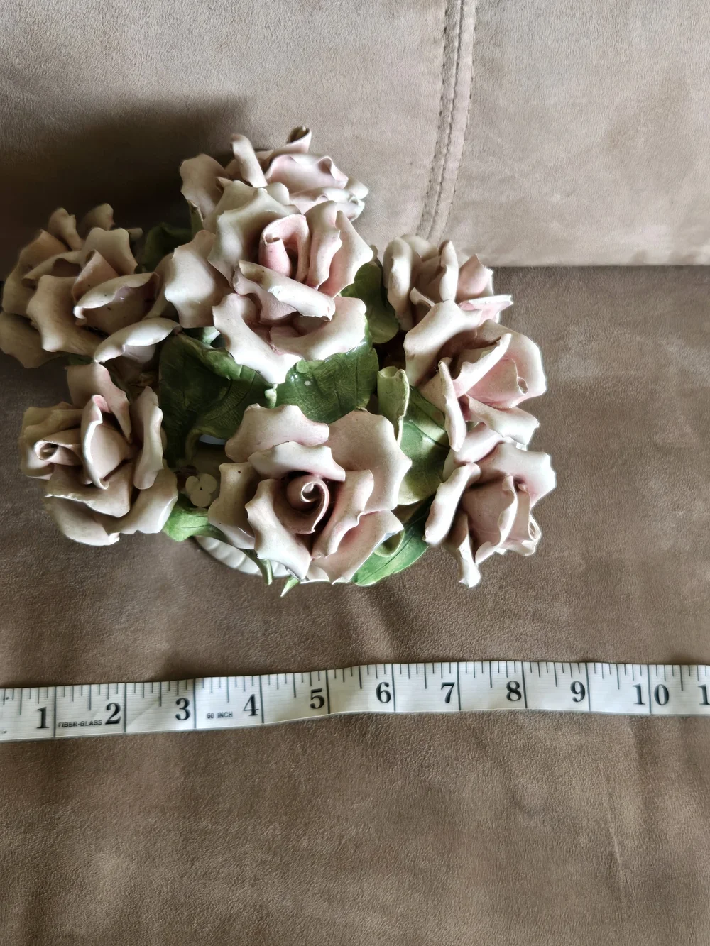 Porcelain Floral Teapot and Pink Rose Ceramic Arrangement - Home Accents
